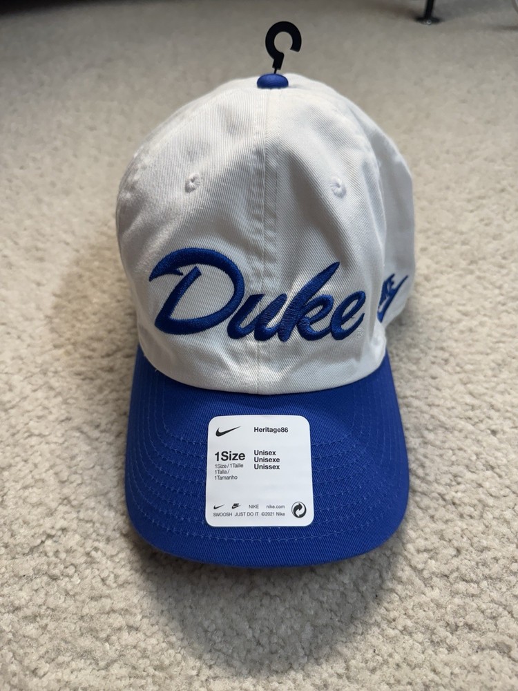 Nike Two Toned Embroidered Duke Blue Devils Baseball Dat Hat Cap White/Blue