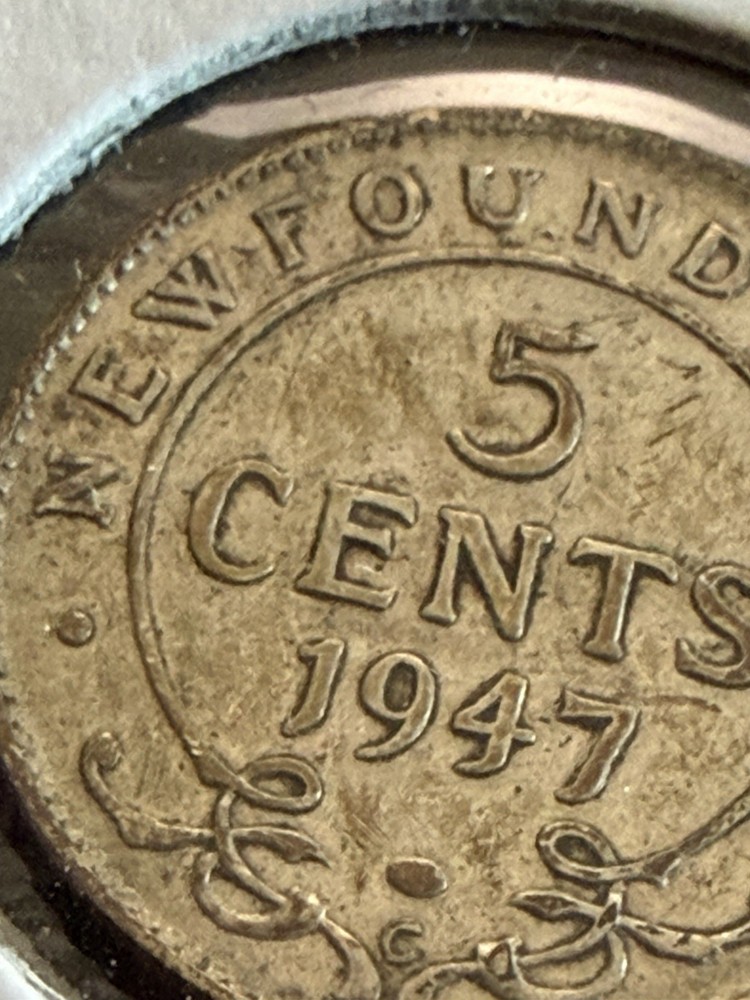 1947 C Newfoundland 5 Cents Silver Nice Grade