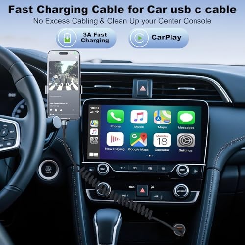 USB C to C Cable 3ft 2Pack Coiled USB C Charger Cable for Car Type C Fast