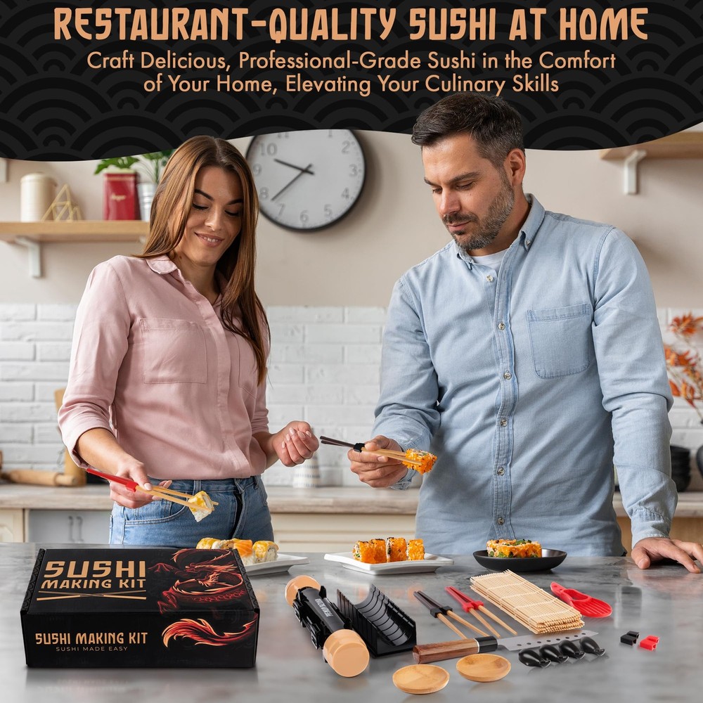 30 Pcs Sushi Making Kit – Bazooka Maker Kit, Black