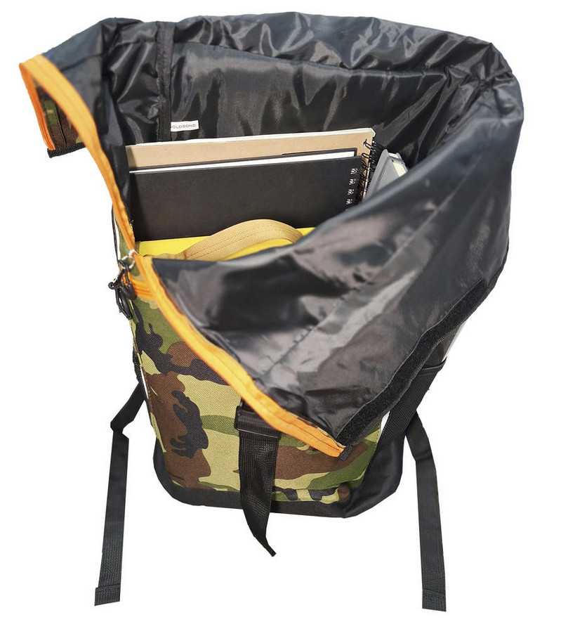 Large Fold Over Camo Backpack 20.5"x17" Front Zippered & 2 Mesh Side Pockets