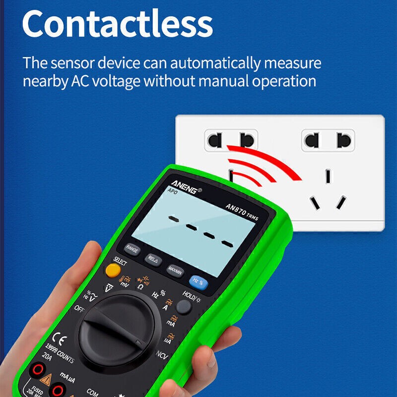 ANENG AN870 Backlight LCD Digital Multimeter AC/DC Voltage DC/AC Current Tester