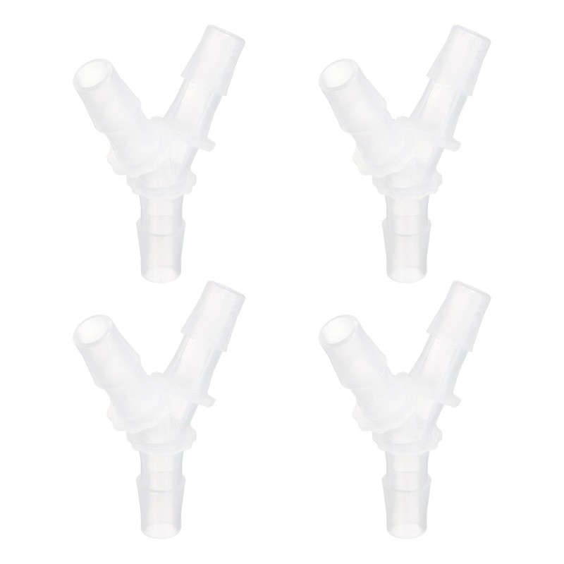 4pcs Plastic Barb Fitting, 7/16"x7/16" Y Shape Tee Pipe Fitting, Clear