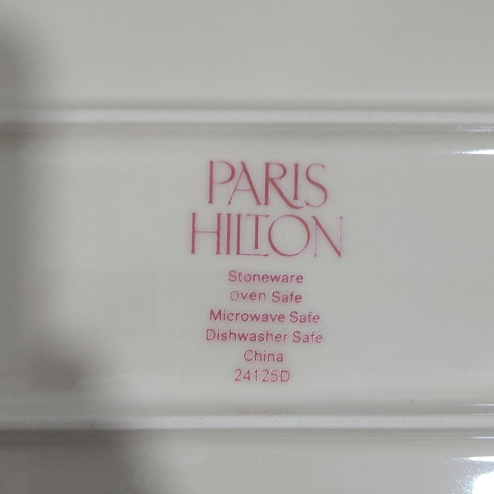 Paris Hilton Stoneware White Rectangular Baking Dish Oven Microwave Safe