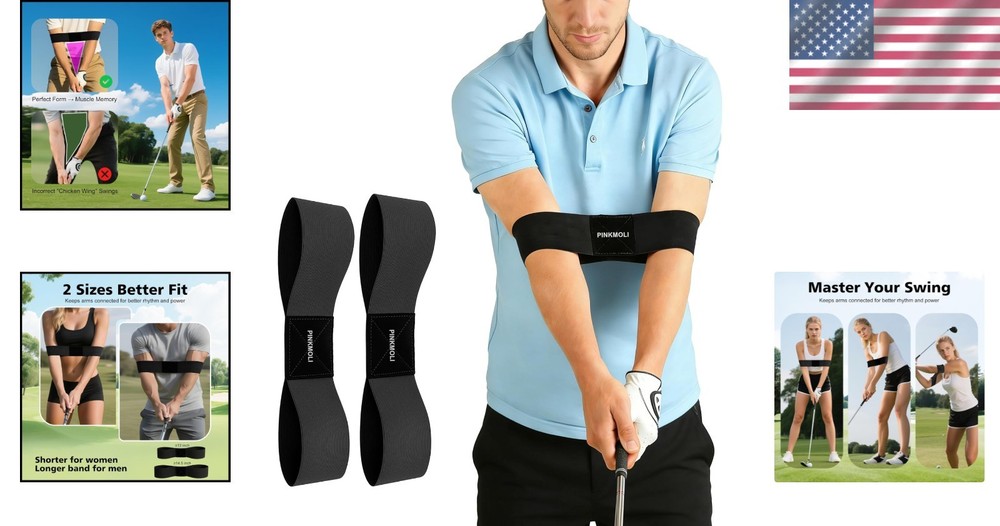 Compact 2-Pack Golf Swing Training Arm Bands - Eliminate Flaws & Improve Rhythm