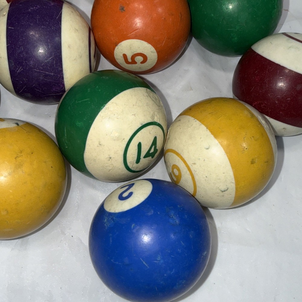 Vintage Striped & Solid Pool Ball Billiard 2 1/4" Replacement Balls Missing 11