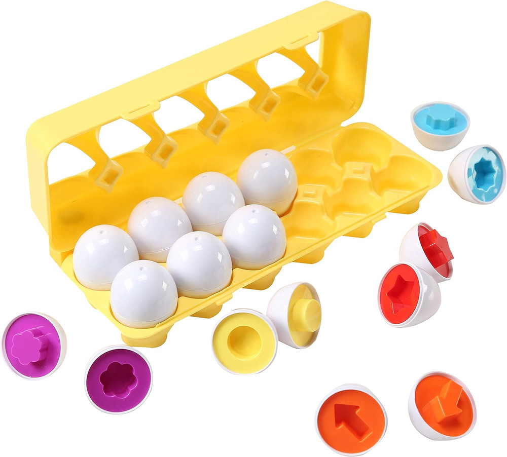 Fun Easter Egg Matching Toy Set (12 Eggs) - Toddler STEM Easter Basket Stuffers,