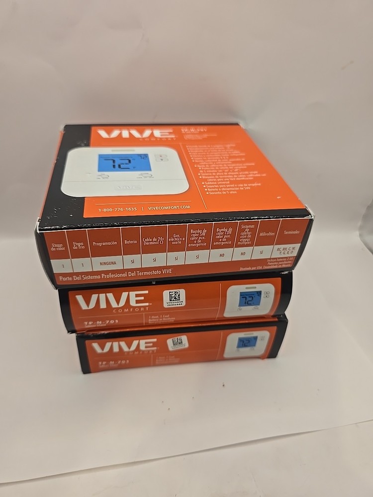 3 Packs  Vive TP-N-701 Single Stage Digital Non-Programmable Thermostat