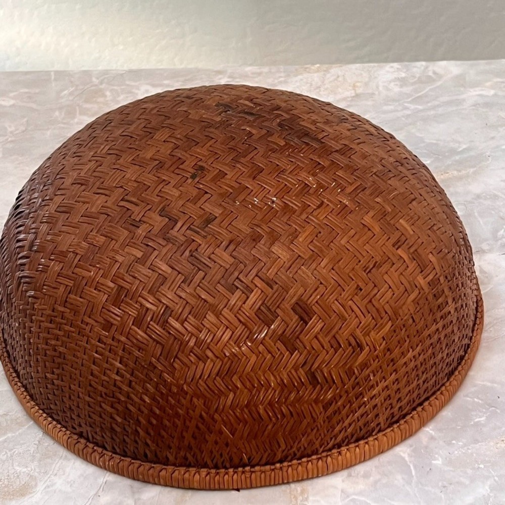 Round Bamboo Wicker Winnowing Vietnamese Basket fruit Bowl 2.5"