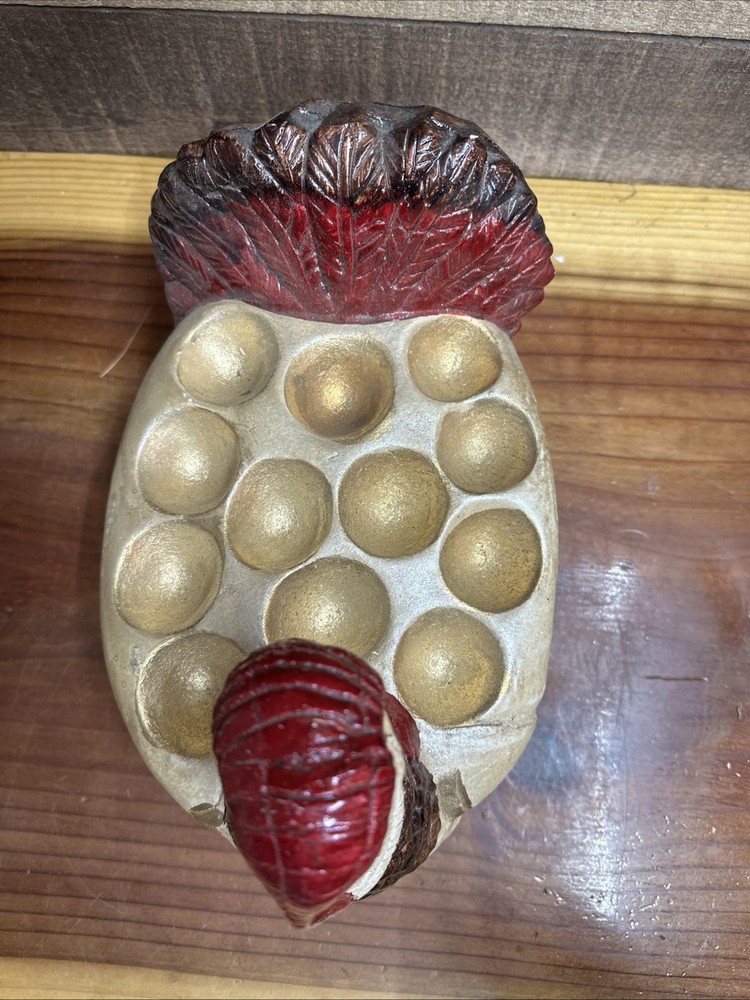 Handpainted Ceramic Turkey Deviled Egg Holder Platter Rare