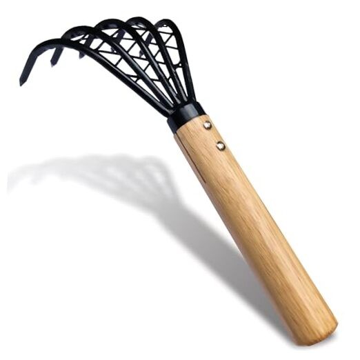 Garden Rake 5-Claw Landscape Dethatcher Thatching Beach Combing Rake for brown