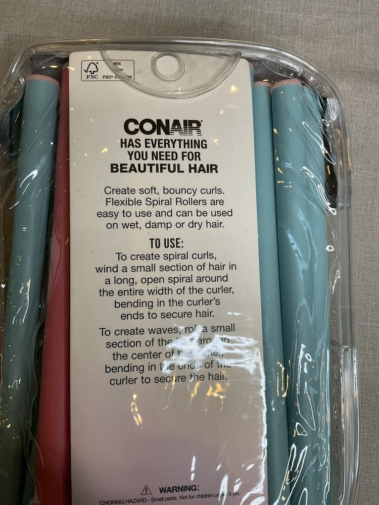 Conair Spiral Curls 18 Spiral Rollers Blue Pink