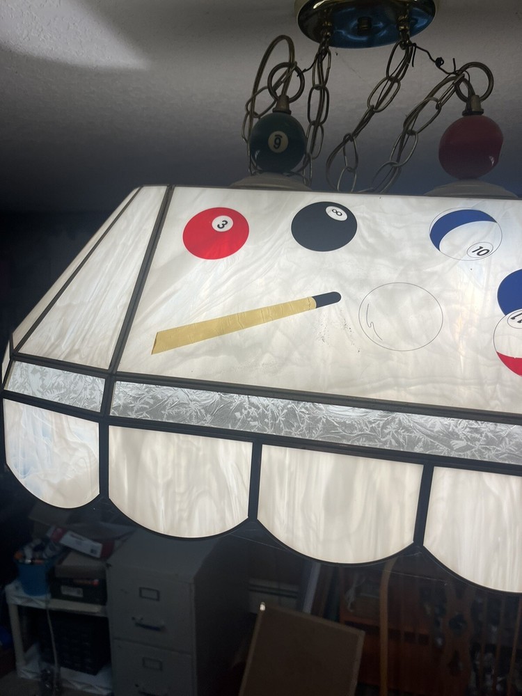 Vintage Stained glass Pool table Light