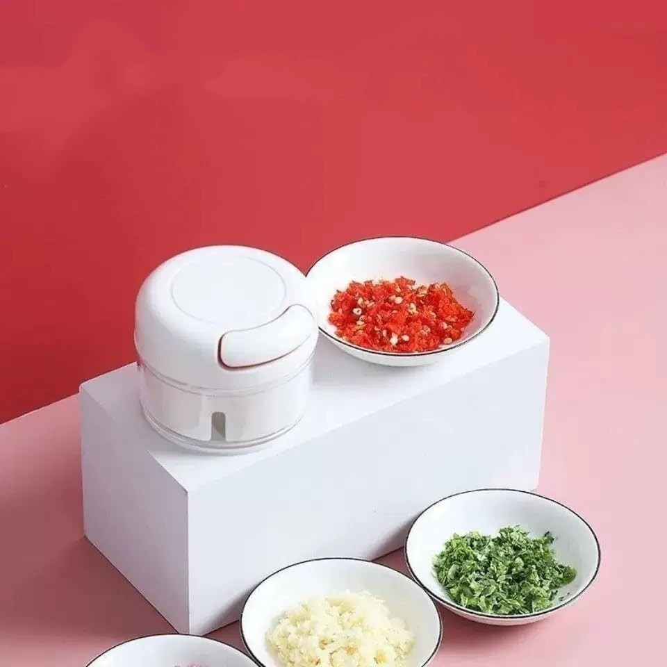 Manual Pull String Food Chopper, Portable Kitchen Compact, White And Green