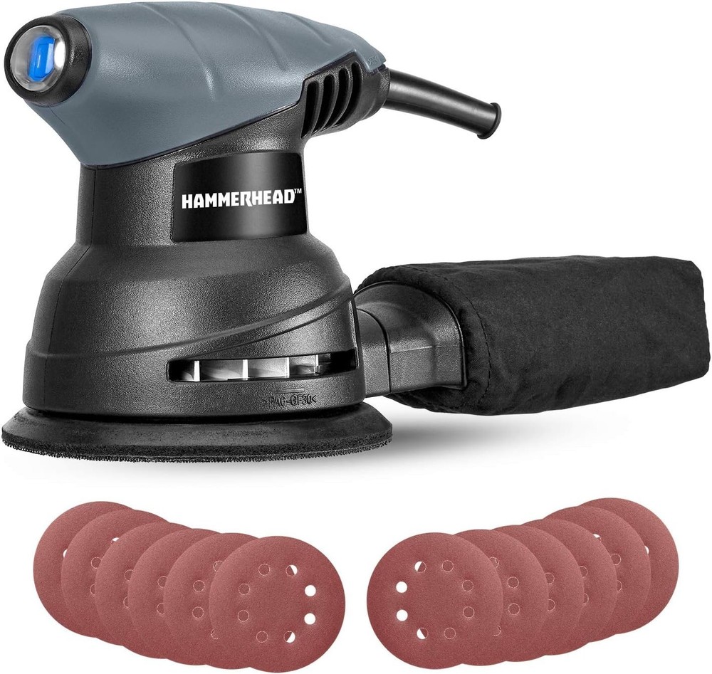 2.0 Amp 5-Inch Random Orbit Sander with 12 Sanding Papers - Precision Power