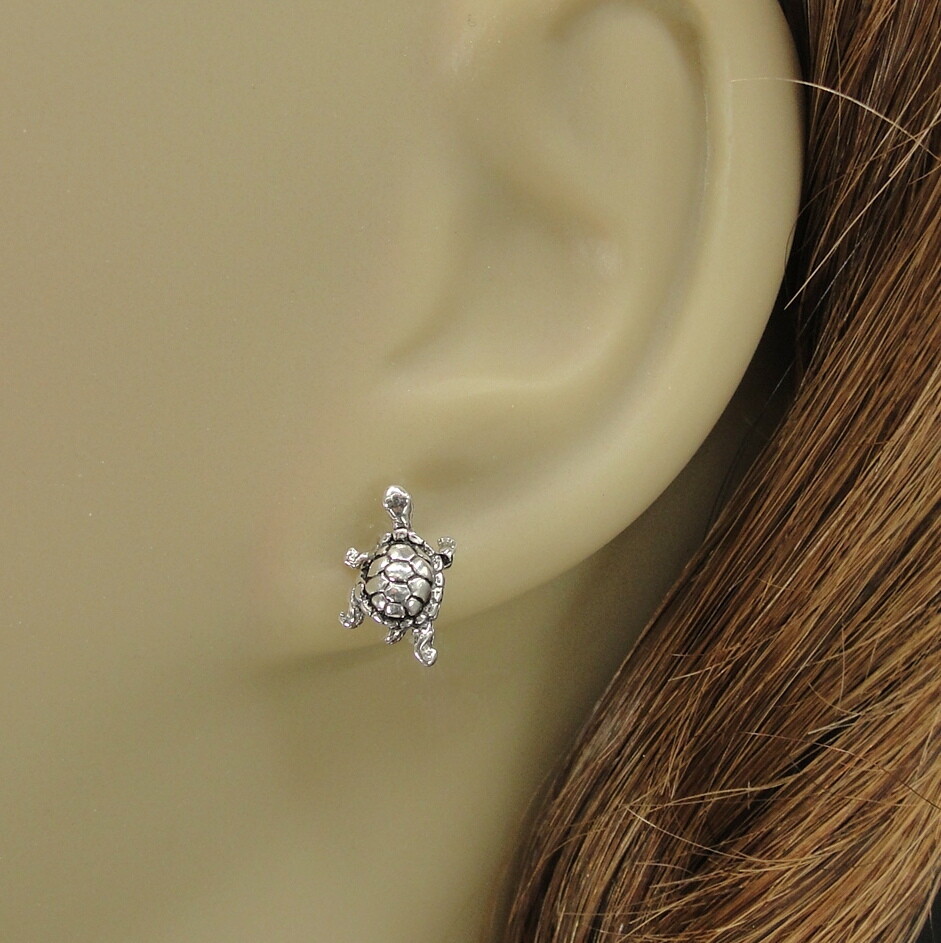 925 Sterling Silver Turtle Tortoise Post Stud EARRINGS