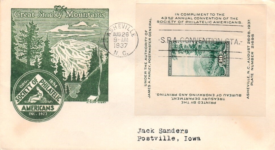 United States Scott 797 Typewritten Address.