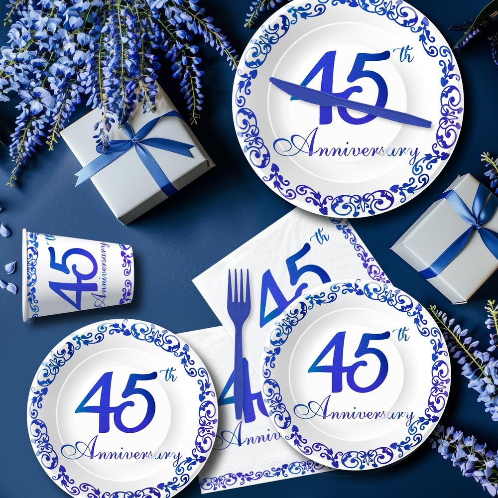 APOWBLS 45th Anniversary Decorations Tableware - Blue Sapphire