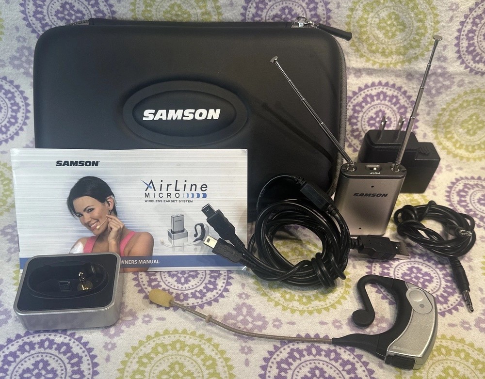 Samson AirLine Micro Wireless Earset Microphone wTransmitter+Receiver AH2/AR2