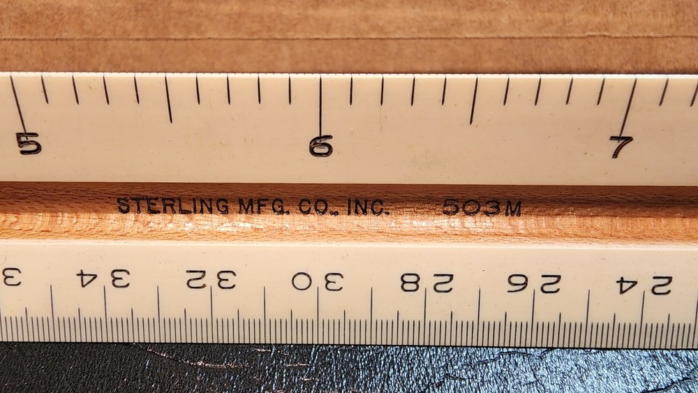 Vintage Sterling Mfg Co 503M 12" Triangular Drafting Ruler & Case