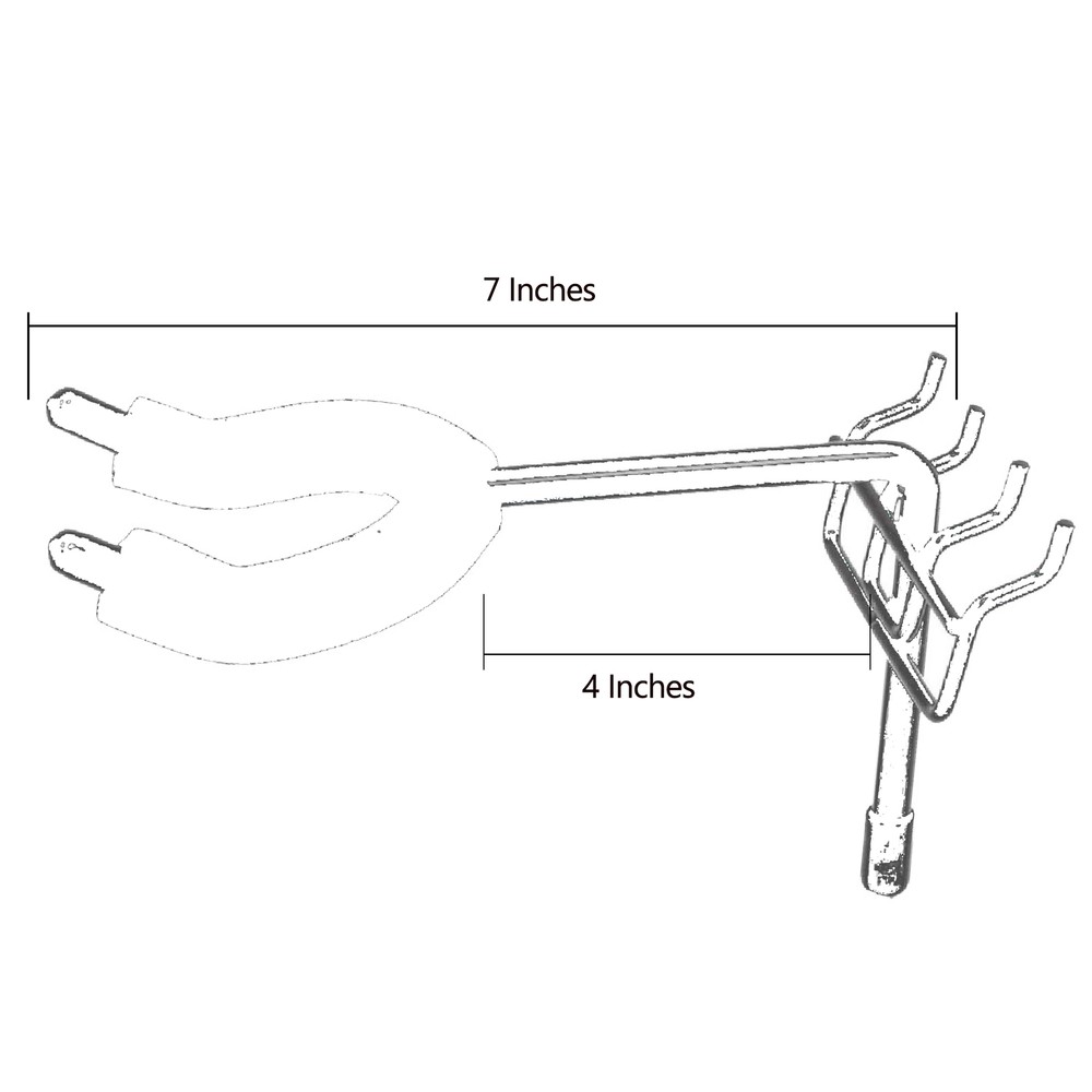 D'Luca 4" Front Facing Fixed Angle Guitar Hanger Fits Slatwall And Peg Wall