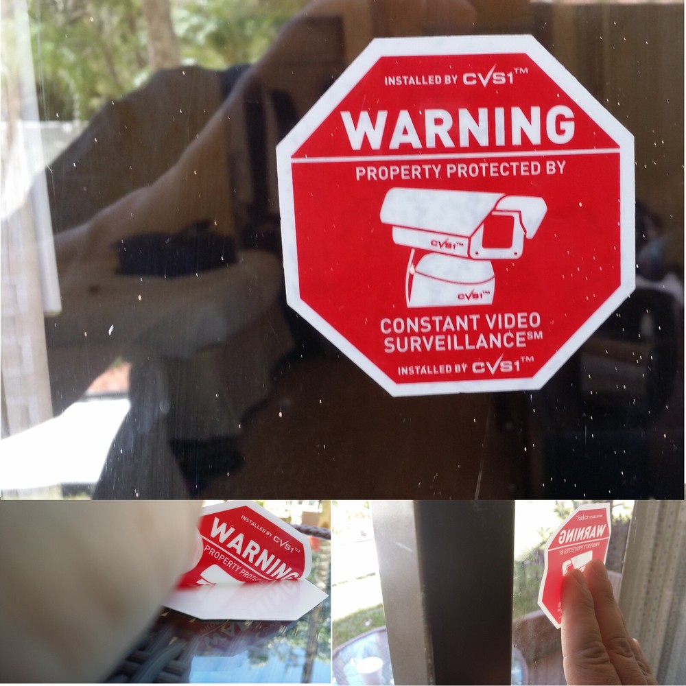 6 Static Cling Security Camera Warning CCTV Static Cling Home Security No Glue