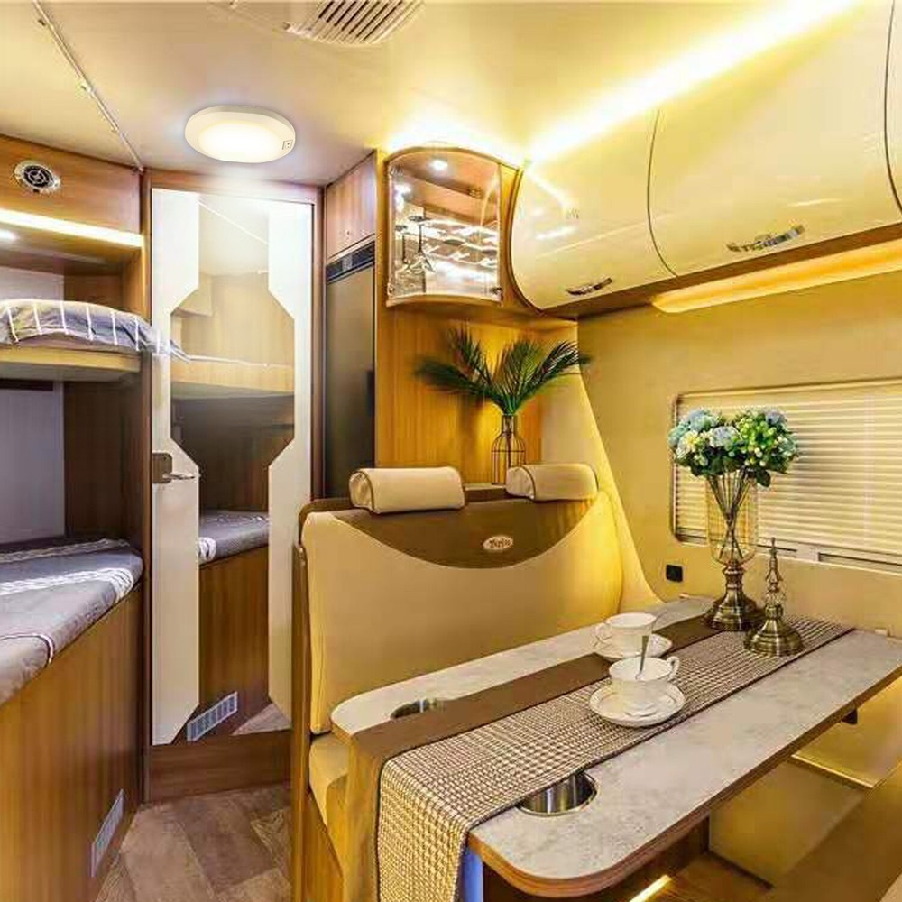 6" RV LED 12V Pancake Light Interior Lighting Ceiling Dome Lamp Camper Trailer