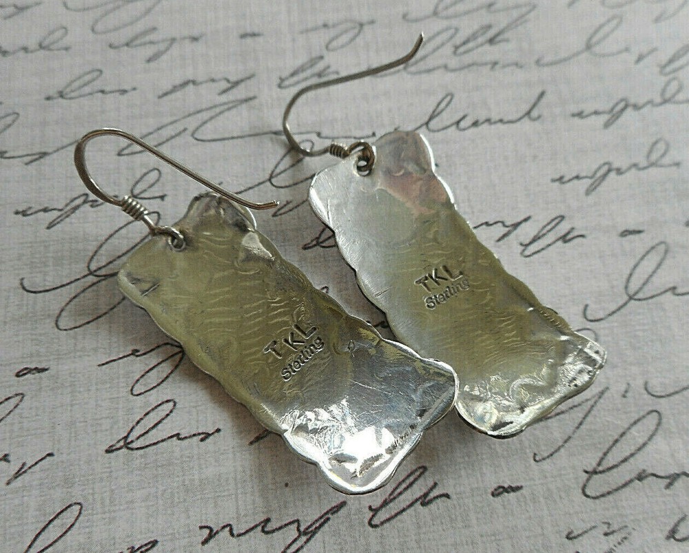 Kathy Lee Thomas KLT Sterling Silver Pressed Design Dangle Earrings E32-K1