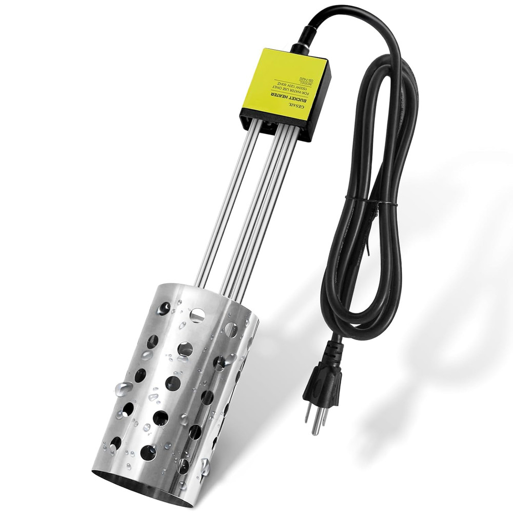 1500W Immersion Heater, GESAIL Bucket Water Heater with 304 Stainless-Steel Guar