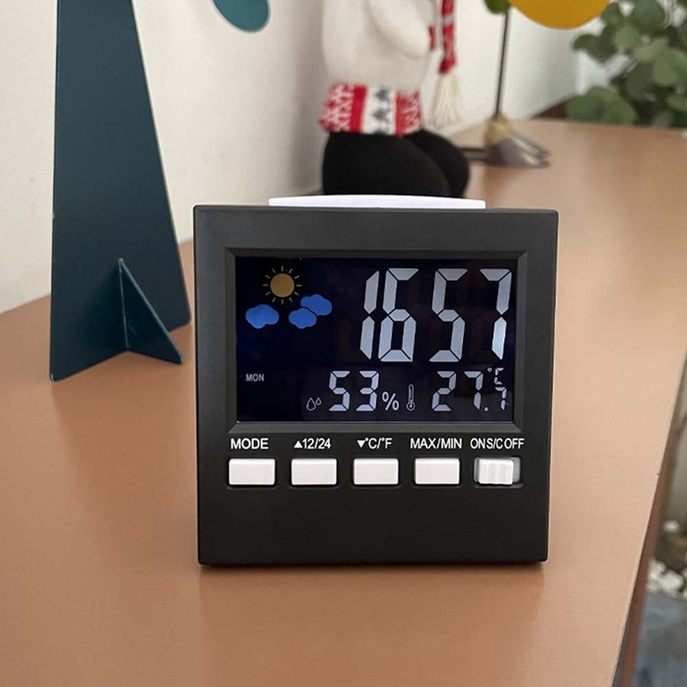 Voiceactivated Backlit Alarm Clock Hygrometer and Thermometer Function