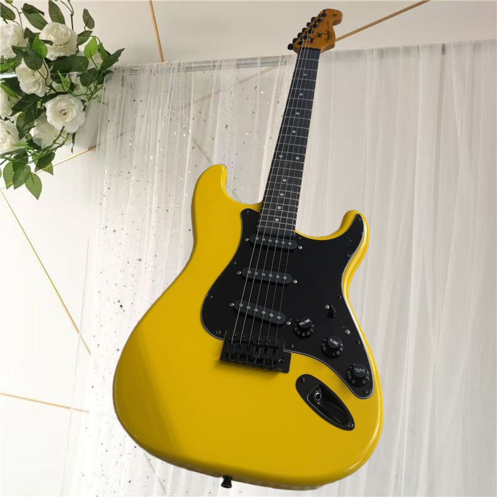 エレキギター、新品、色黄色、送料無料、空輸、高品質、音質優美、6弦