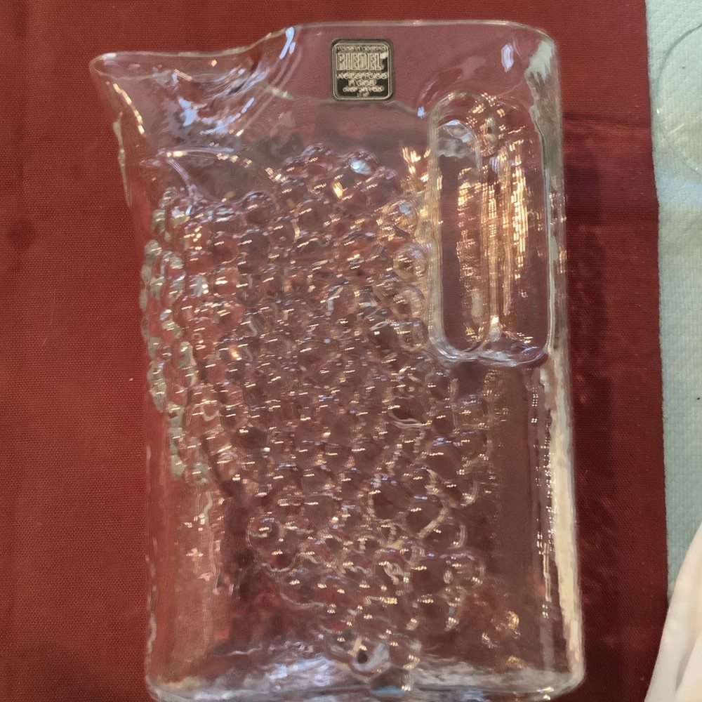 Riedel Oval Glass Pitcher With Grape Embossed Design