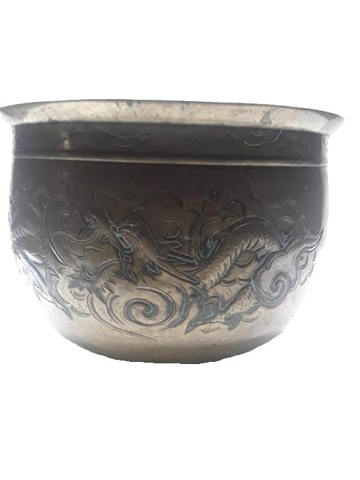 Large Qing Dynasty Bronze Temple censor with Dragons