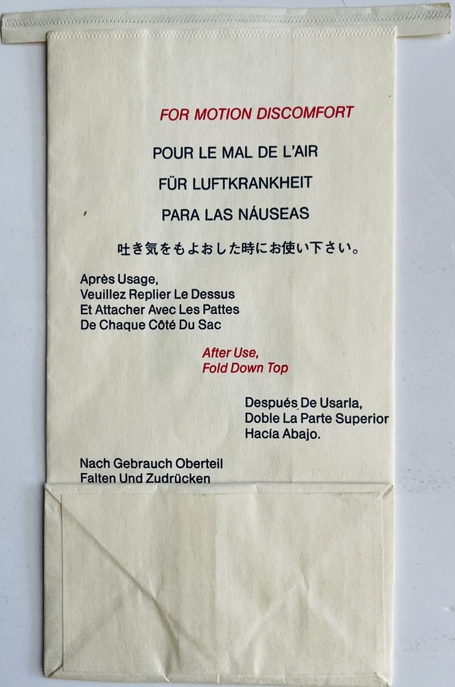 Delta Airlines Air Sickness Bag White Paper