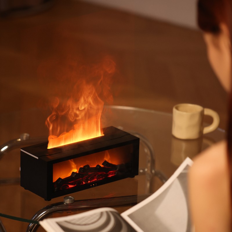 Flame Fireplace Humidifier Aromatherapy Essential Oil Diffuser with LED Light US