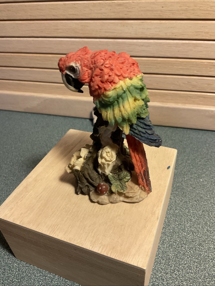 Hand Painted Macaw Parrot Standing On A Branch