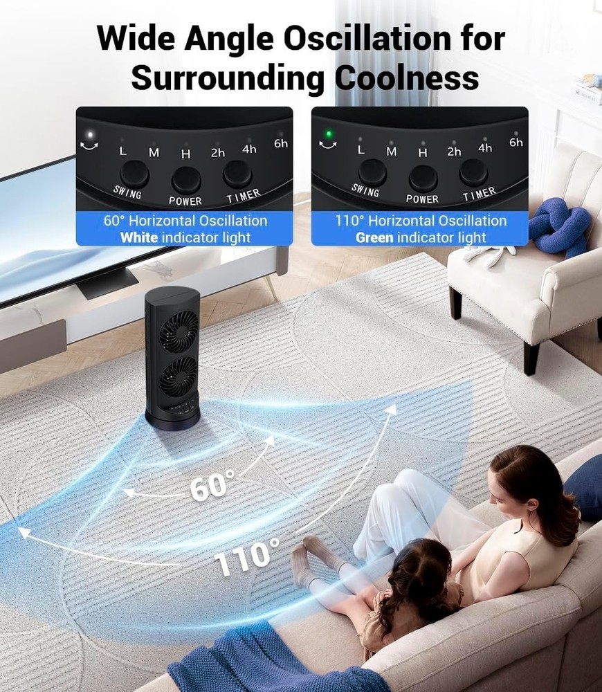 Personal Tower Cooling Fans that Blow Cold Air, Standing 13IN-3600RPM, Black