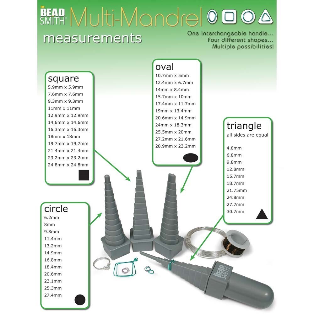 Multi Mandrel to Make Your Own Oval Round Square Triangle Wire Shapes Bead Smith