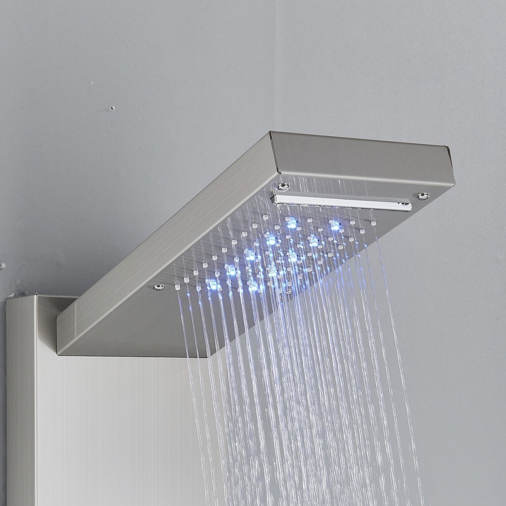 ELLO&ALLO Led Rainfall&Waterfall Head Shower Panel Tower Massage Body System Jet