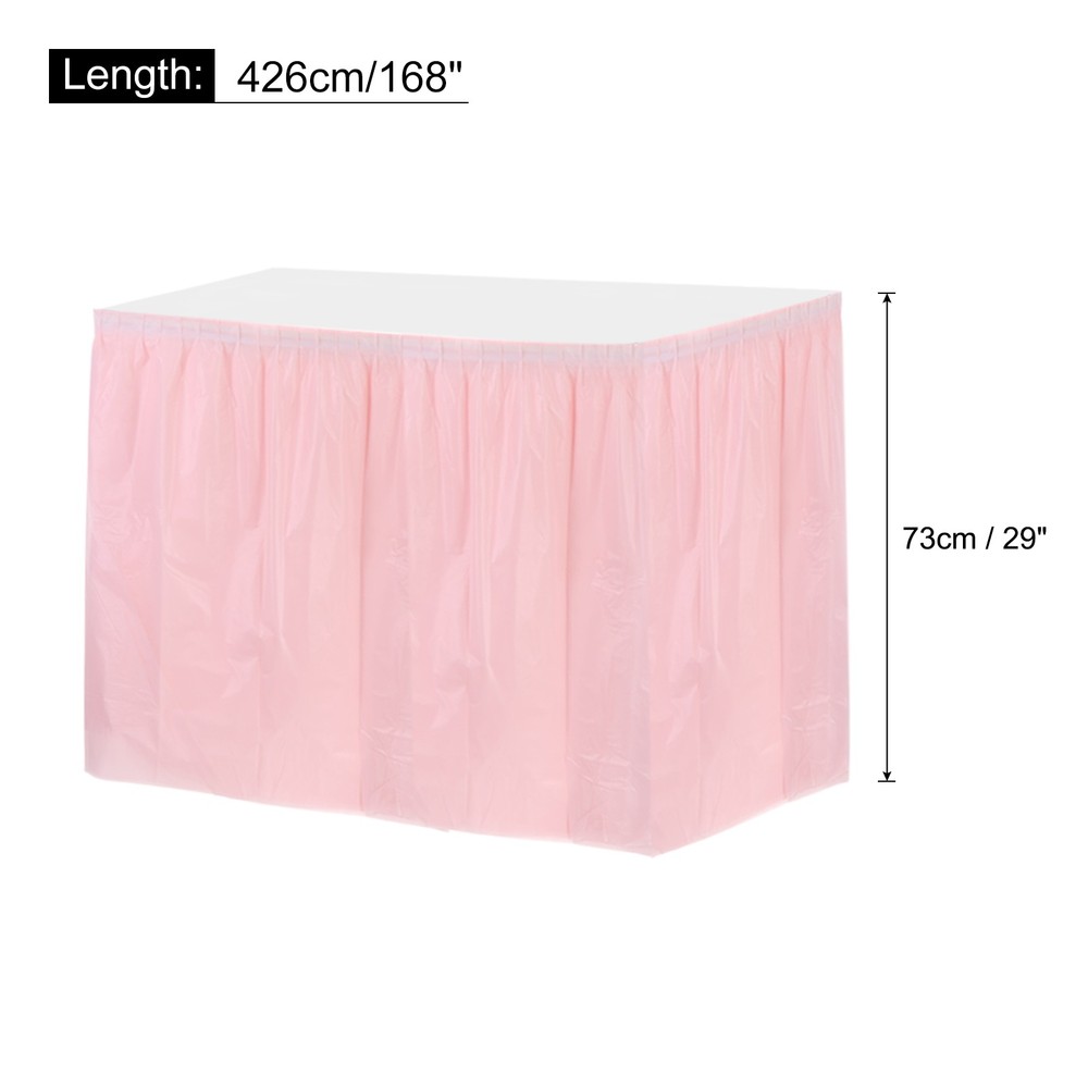 1 Pack Light Pink Plastic Table Skirts, 29 in x 14 Ft Table Skirts Rectangle