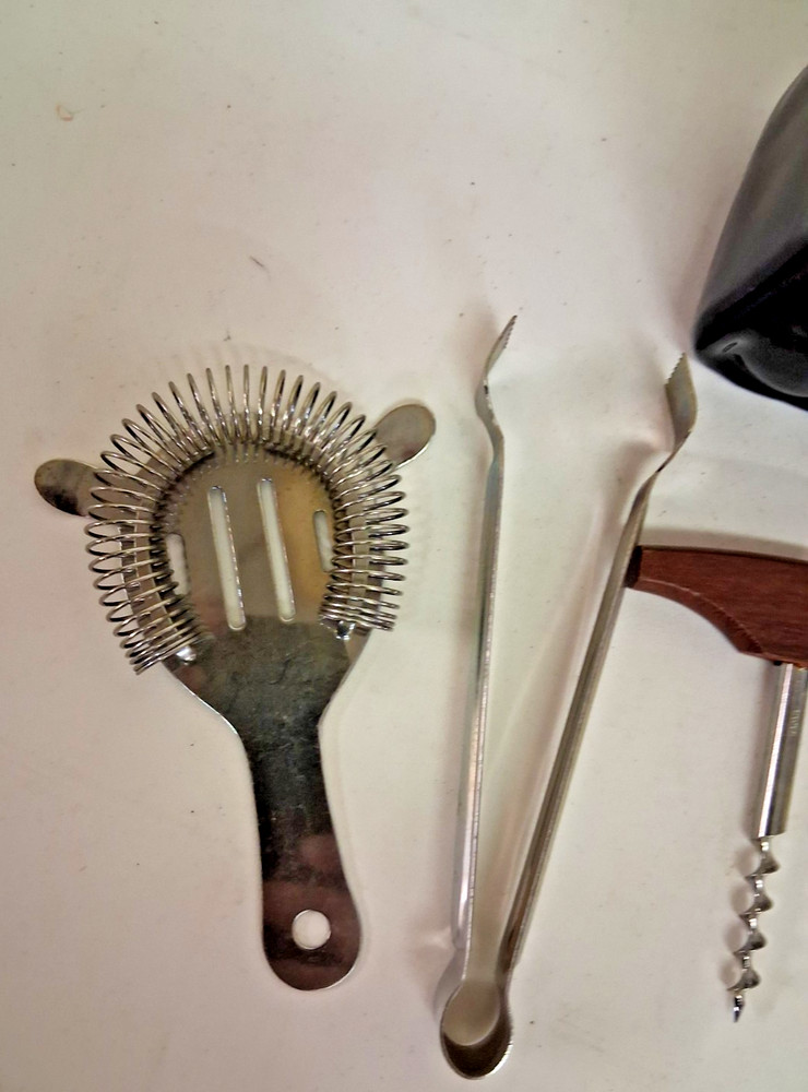 Vintage Cereamic Doctor Themed Bartender Caddy With Bartending Tools