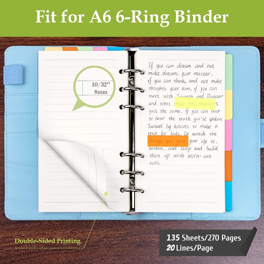 Antner A6 Refill Paper Planner Inserts for A6, 3 Pack Kit