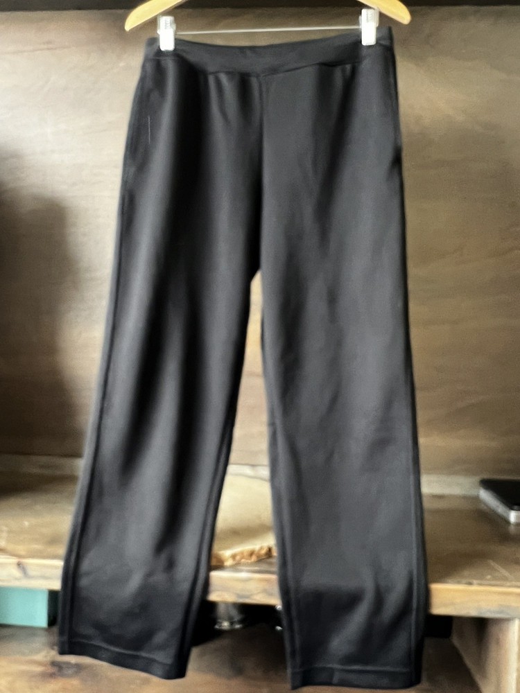CHAMPION WOMENS black MEDIUM Pull On Yoga Pants drawstring POCKETS POLYESTER