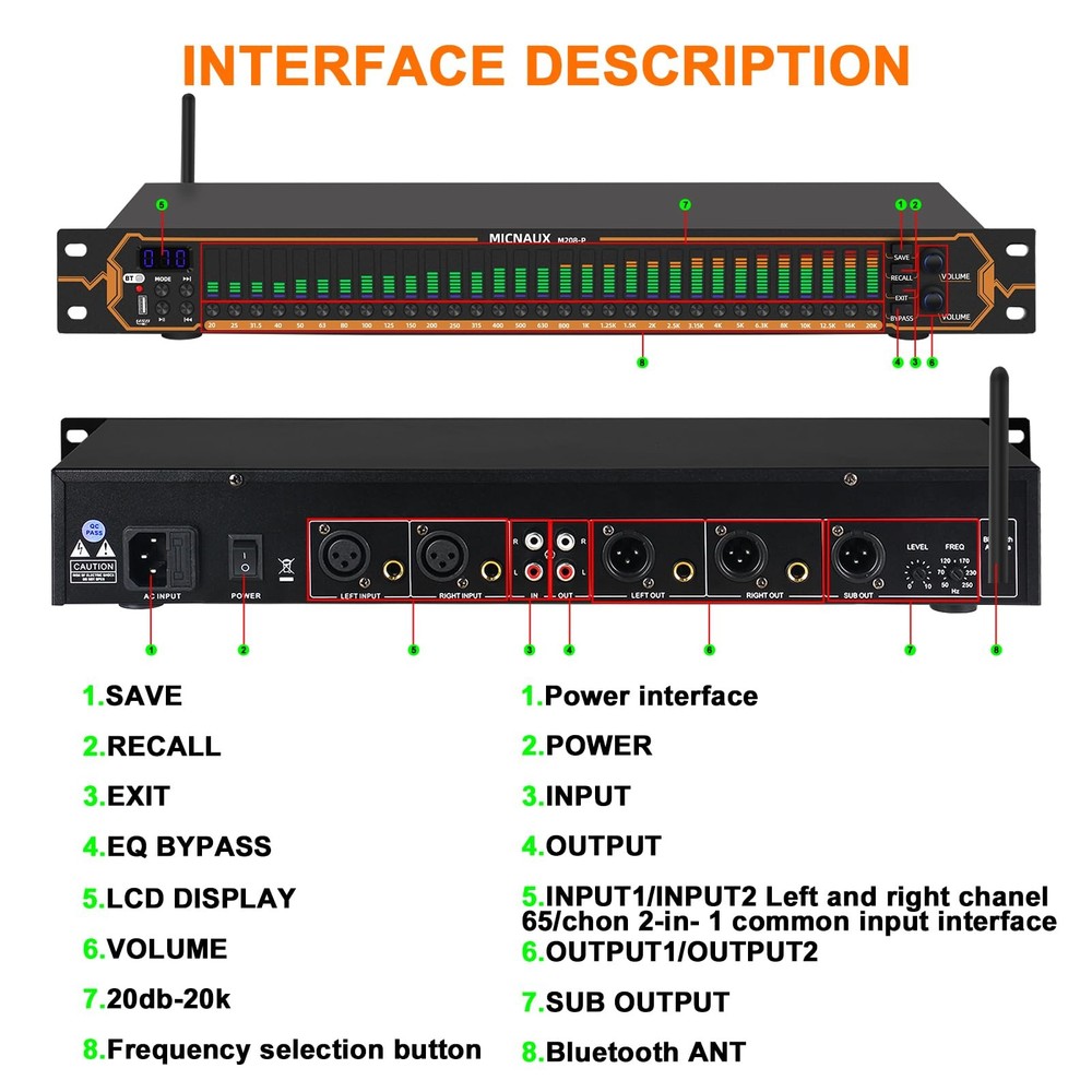 Equalizer for Home Stereo Audio System, Professional 31-Band Graphic Equalize...