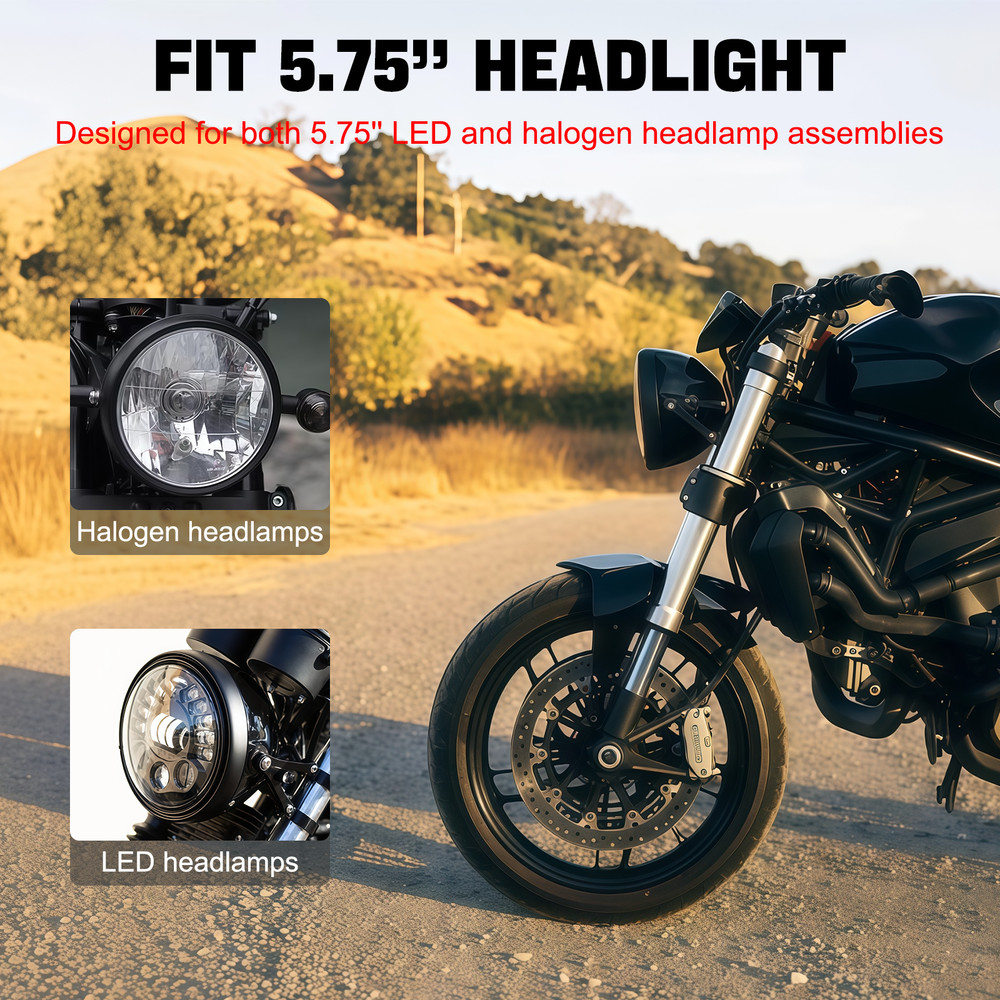 7" Gloss Black Motorcycle Headlight Bucket Shell