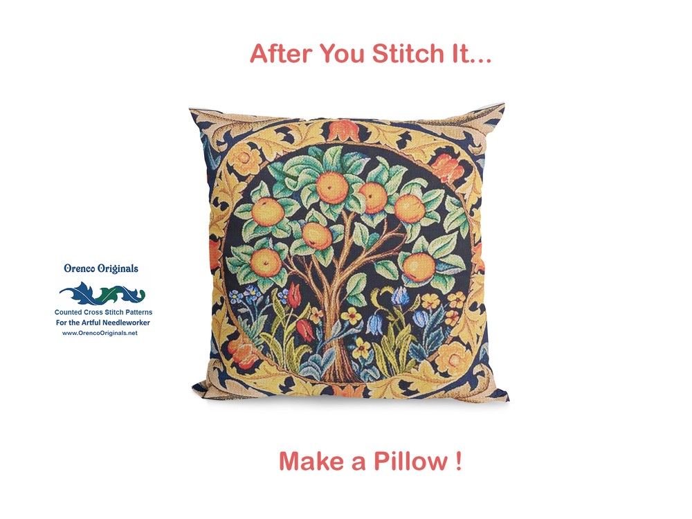 William Morris Strawberry Thief Counted Cross Stitch Chart Pattern