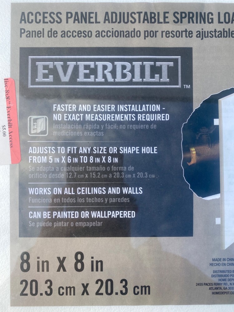 Everbilt Access Panel Adjustable Spring Loaded White Plastic 8in x 8in