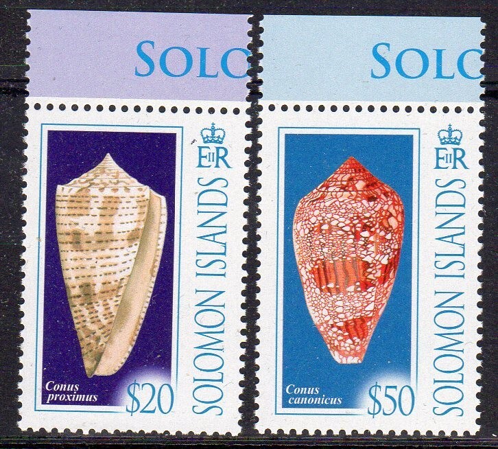 Solomon Is. 2006 Shells top values fine, fresh MNH