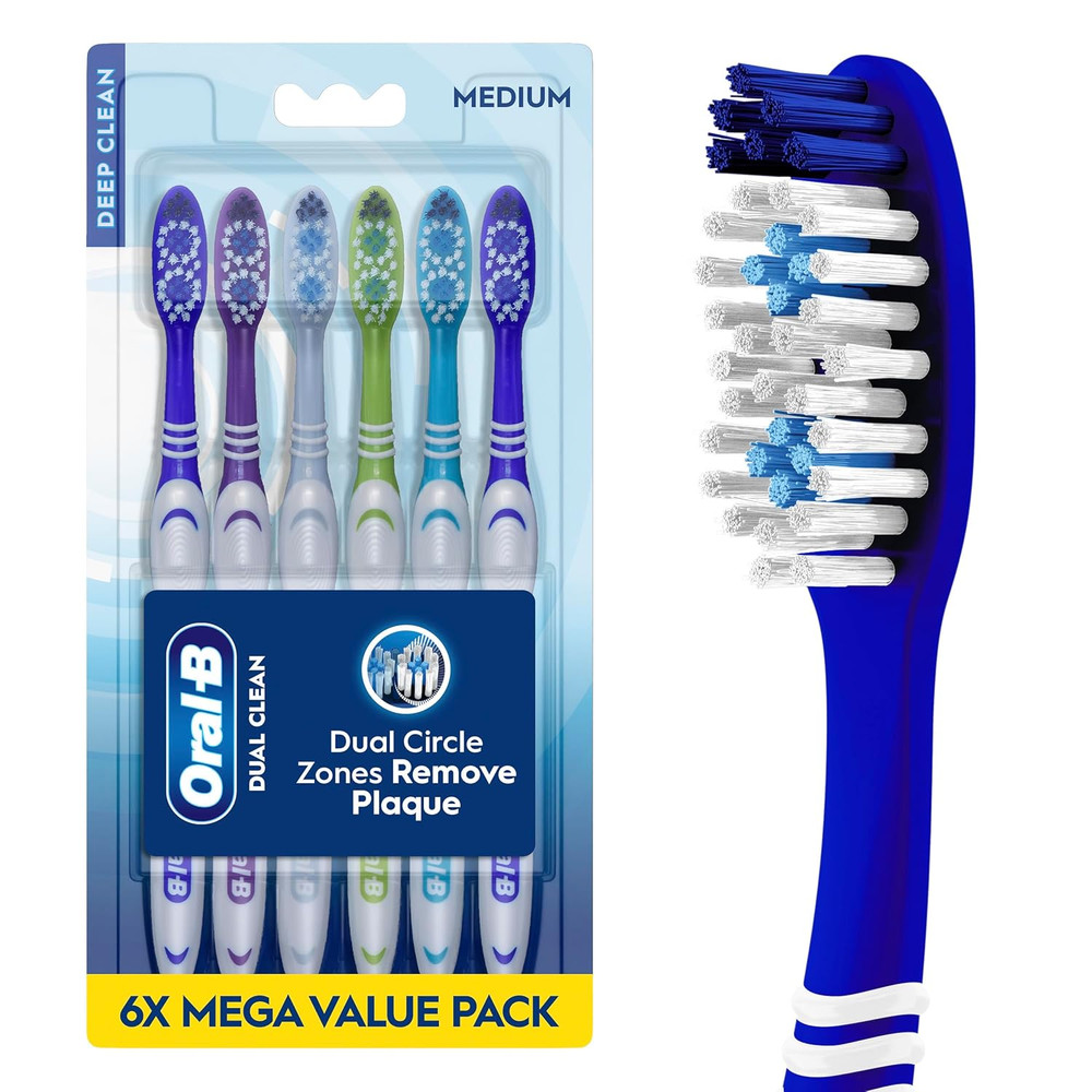 Toothbrush Dual Clean, Medium, 6 Count