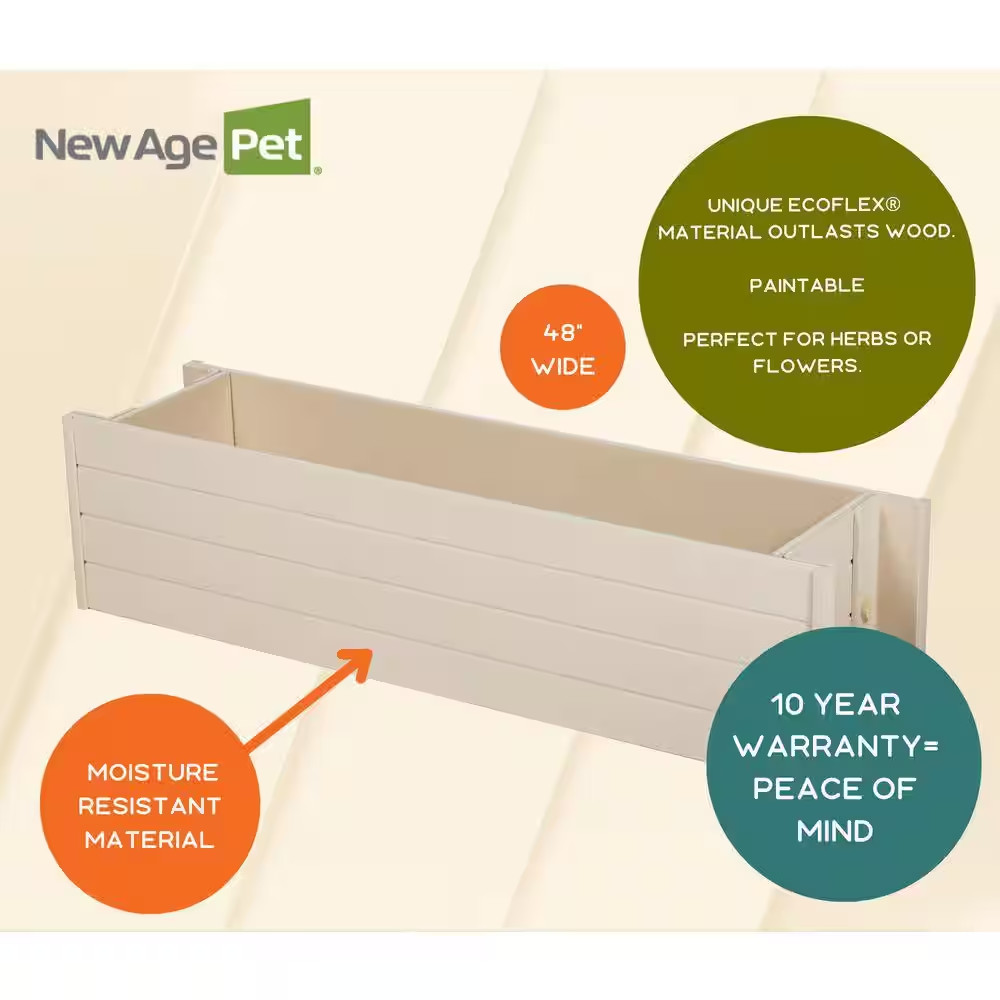 48 In. Tan Ecoflex Rectangular Flower or Herb Window Box